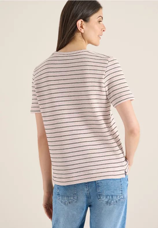 Shirt met korte mouwen, ronde hals en structuur