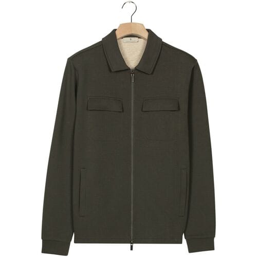 Thomas Maine Vest Sweat Full Zip Double Chestpocket Donker Groen / male