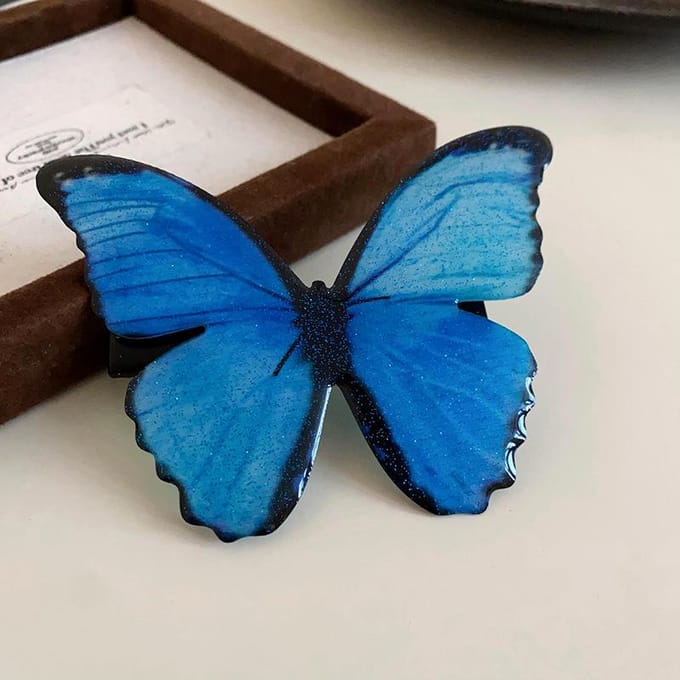 Mori Sfeer Vlinder Haarspeld Niche Temperament Ontwerp Eendenbek Clip Mode Veelzijdig Pastorale Haaraccessoires S blauw