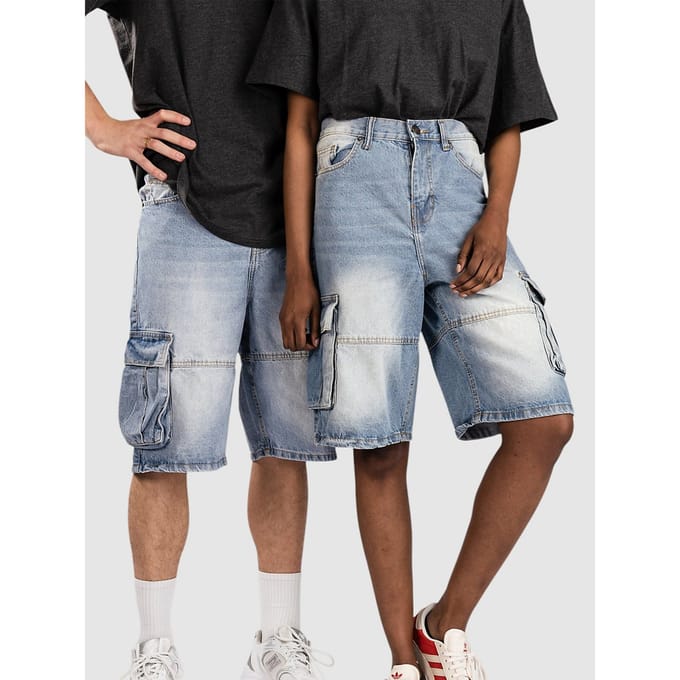 Urban Classics Relaxed Denim Cargo Korte Broek blauw