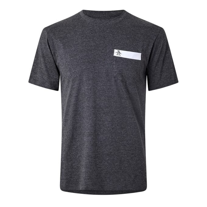 Original Penguin Heren Logo borstzak T-shirt (Donker houtskool)