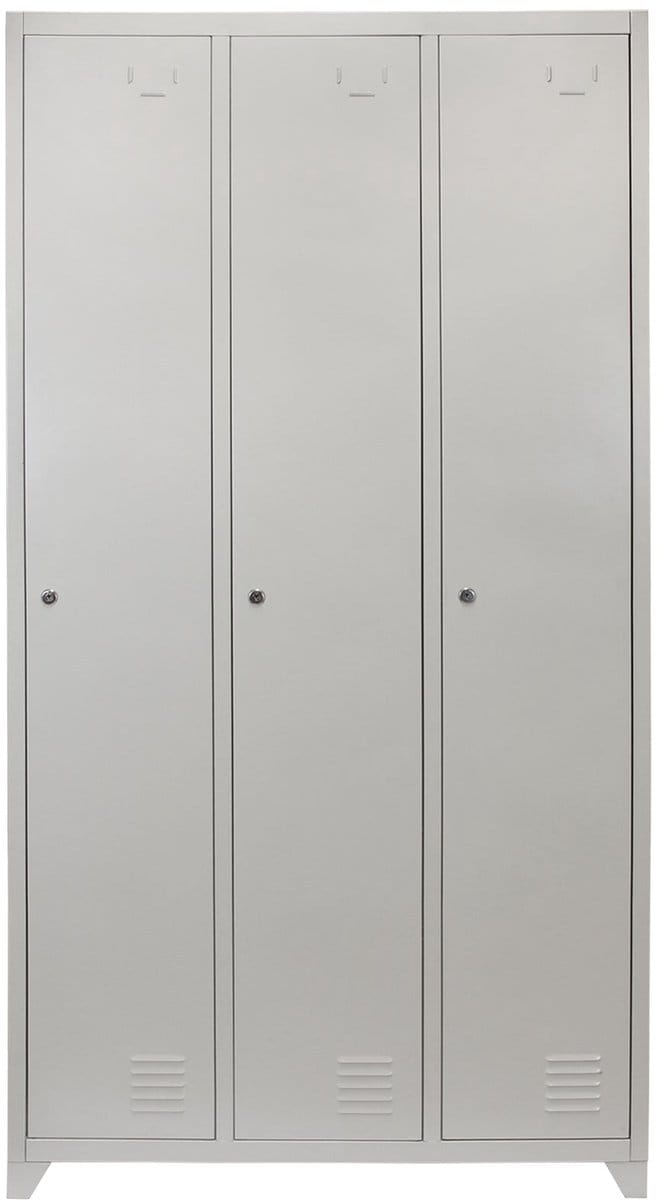 Metalen opbergkast - grijs - 50x90x180 cm - 2 planken & kledingrail