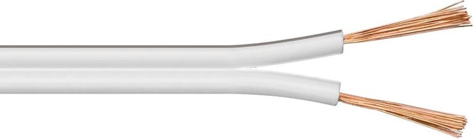 Luidspreker kabel (CU koper) - 2x 0,75mm² / wit - 10 meter