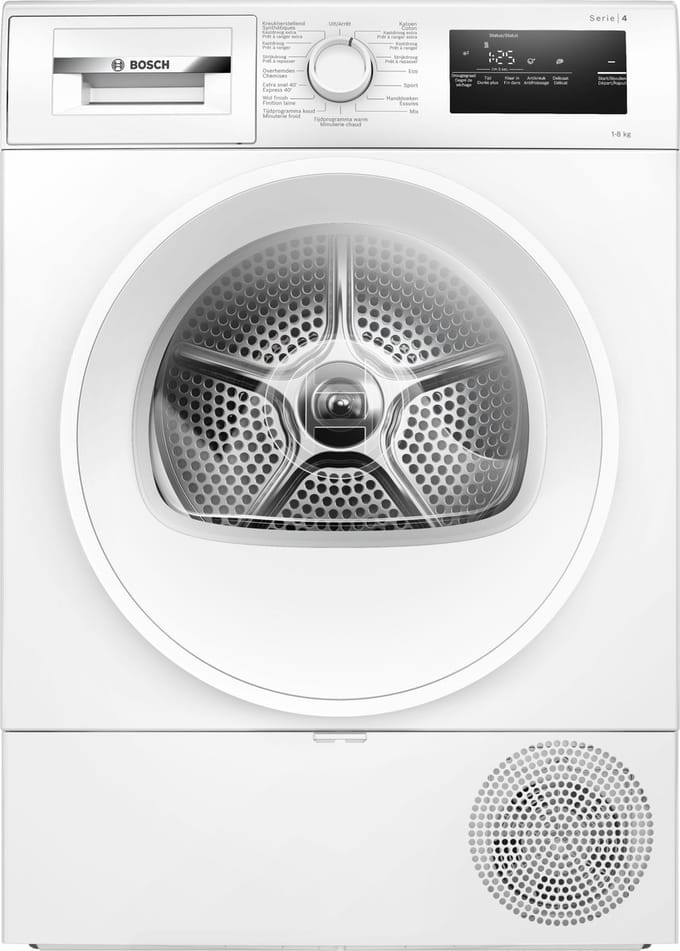 Bosch WTH8520AFG Serie 4 - Wasdroger - Warmtepompdroger - 8 kg - Wit - Zeer stil - NL/FR