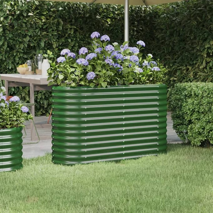 vidaXL - Plantenbak - 114x40x68 - cm - gegalvaniseerd - staal - groen