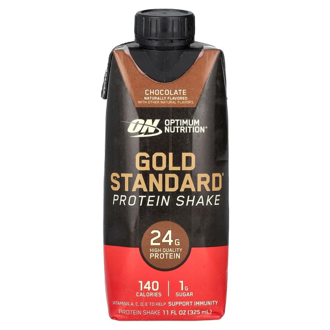 Optimum Nutrition, Gold Standard Eiwitshake, Chocolade, 4 Verpakkingen, 11 fl oz (325 ml) Elk