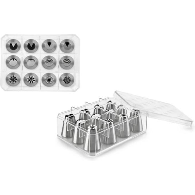 COFFRET DE 12 DOUILLES RUSSES INOX. TAILLE STANDARD diam 1.6 cm