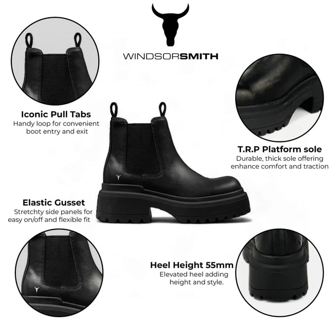 Windsor Smith Zwarte Chunky Leren Chelsea Boots - Dopamine