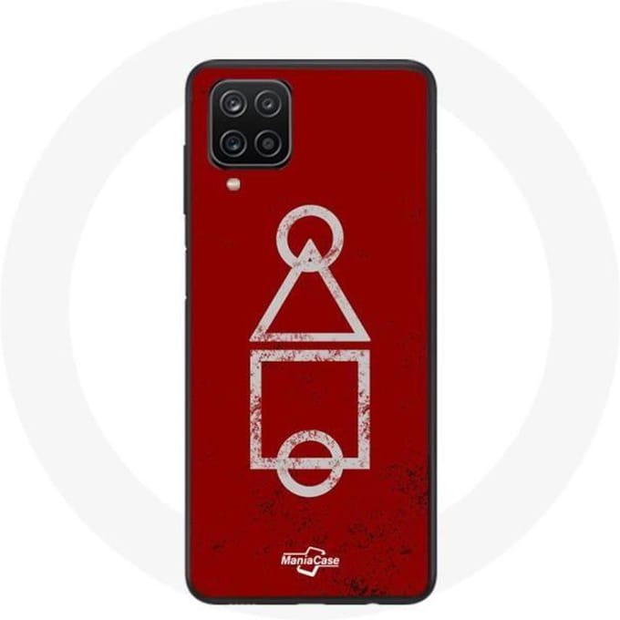 Coque - Samsung - Galaxy A12 - Souple - Rouge - Squid Game symboles rouge
