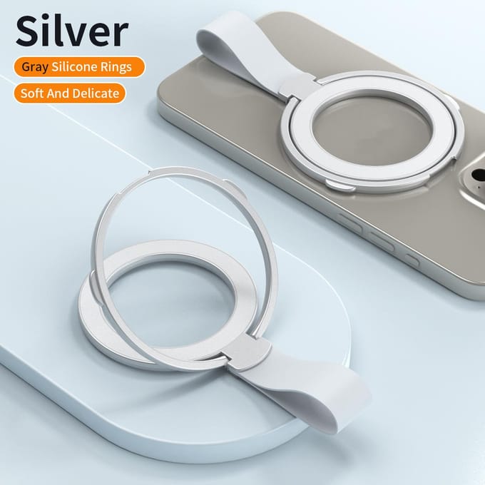 Support de téléphone magnétique MagSafe avec cordon en silicone, support rotatif pour iPhone 15 14 13 12 Series, support de bureau en alliage avec boucle
