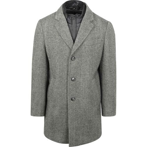 Suitable Coat Wol Pepita Pepper Grey - Maat 46 - Heren - Mantels & coats