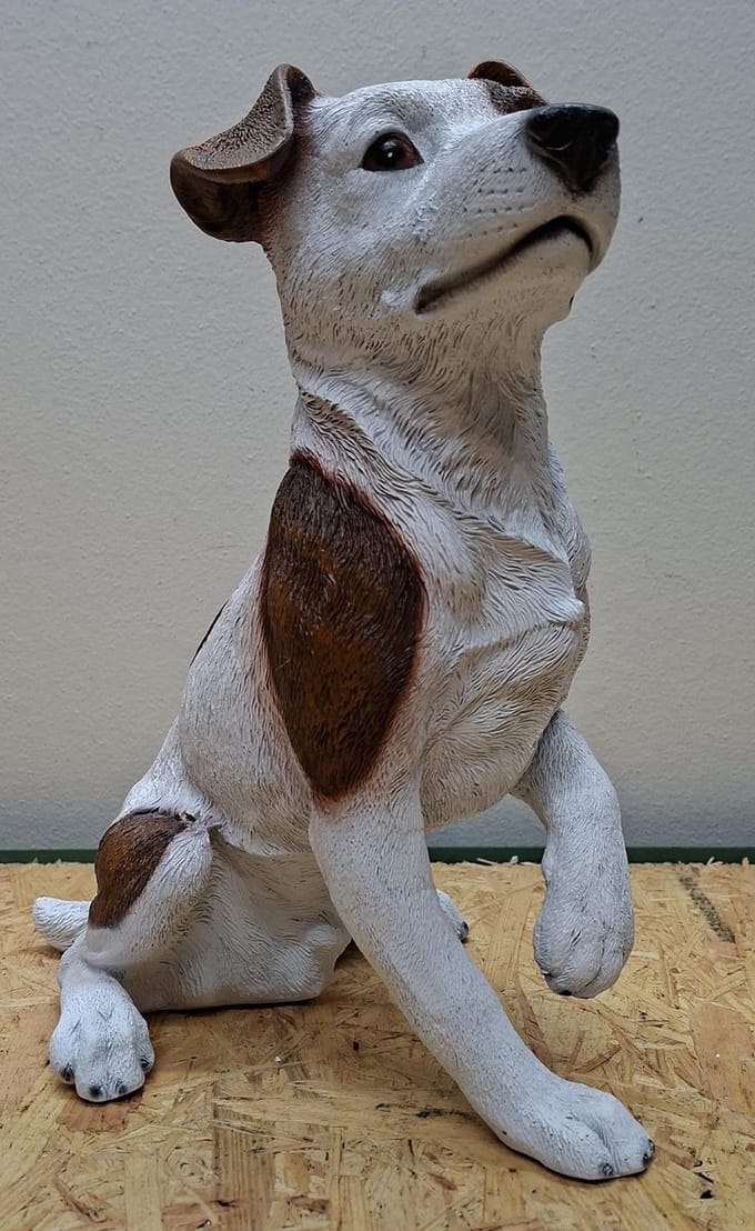 Jack Russell Terriër - Pootje Geven – 32cm hoog - polyresin - polystone - Decoratie - Woonaccessoires - Beeld
