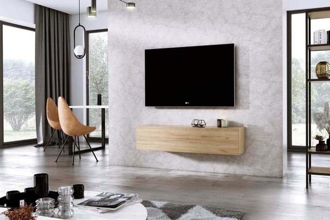 Meubel Square - TV meubel DIAMOND - Eiken - 120cm - Hangend TV Kast