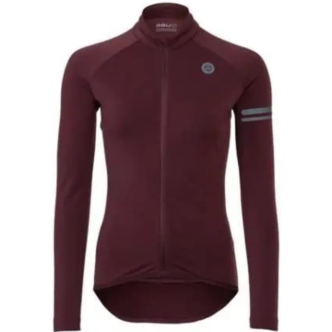 AGU Essential - Dames Thermo Fietsshirt Lange Mouwen - Wielrenshirt - Paars - L - 3 Achterzakken - Reflecterende details - Fleece in kraag