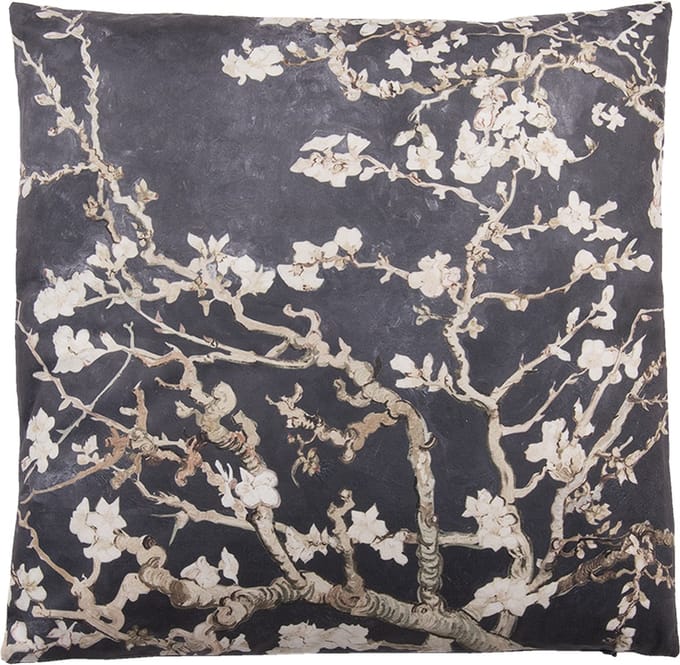 Clayre & Eef Sierkussen 45x45 cm Zwart Roze Synthetisch Bloesemtakken