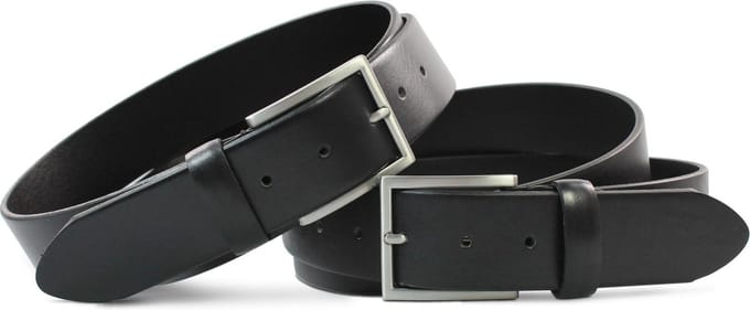 2 pack safekeepers glad leren riem - Zwart - Echt Italiaans rundleer - 4 cm - Casual