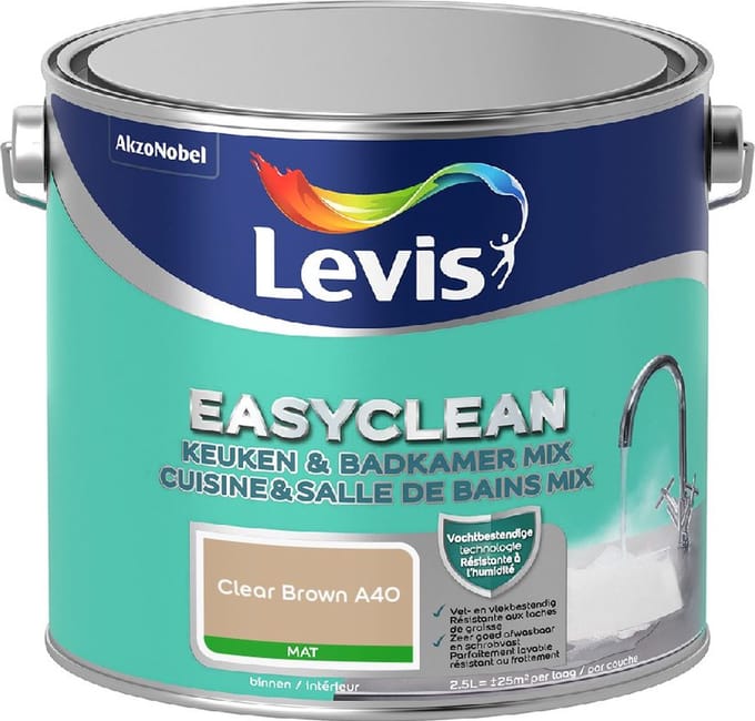 Levis - Easyclean Keuken & Badkamer Mix - Clear Brown A40 - Mengverf - 2,5 L