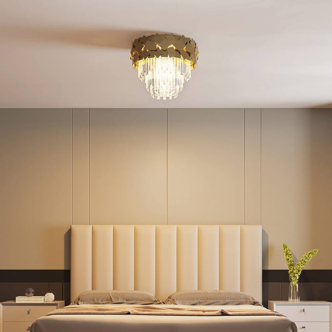 Lucande Miraia plafondlamp van kristal, goud