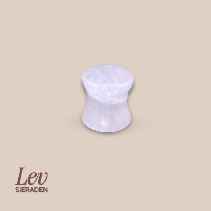 Lev Sieraden - 8mm plug piercing - Rozenkwarts - Zadelfit plug piercing - dubble flare