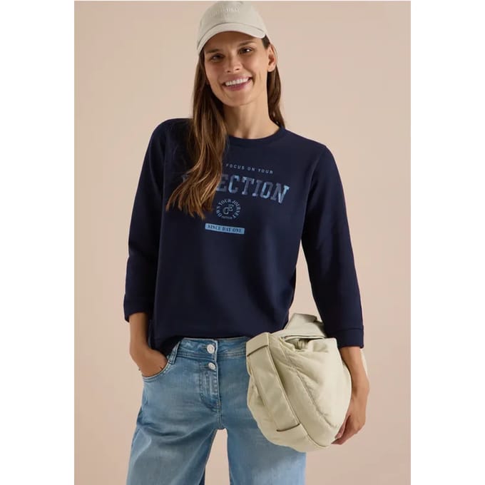 Shirt met 3/4-mouwen, ronde hals en tekst