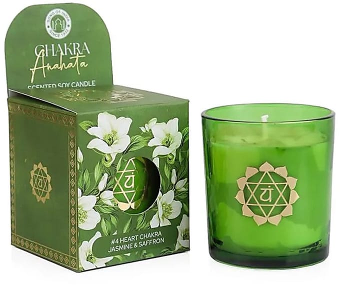 Soja geurkaars Anahata chakra jasmijn & saffraan – Ø7 cm x 8 cm