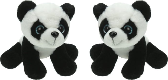 Set van 2x stuks pluche knuffel dieren Panda beer van 25 cm - Speelgoed knuffels - Cadeau