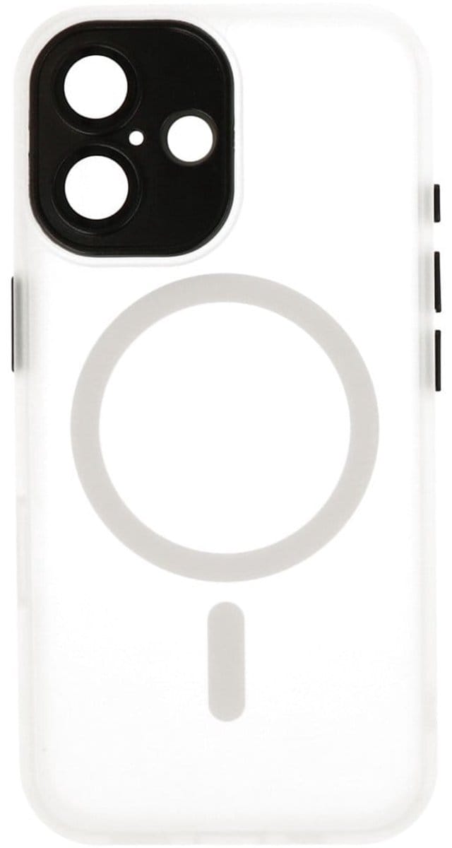 MagSafe Hoesje Geschikt voor iPhone 16 - Mat-Transparent met Camera Beschermer Case - Wit