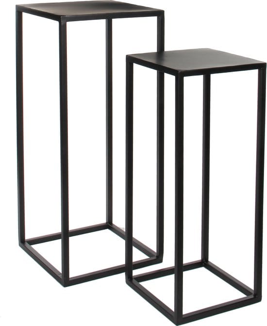 Mica Decorations Goa Bijzettafel - Set van 2 - L30 x B30 x H70 cm - Metaal - Zwart