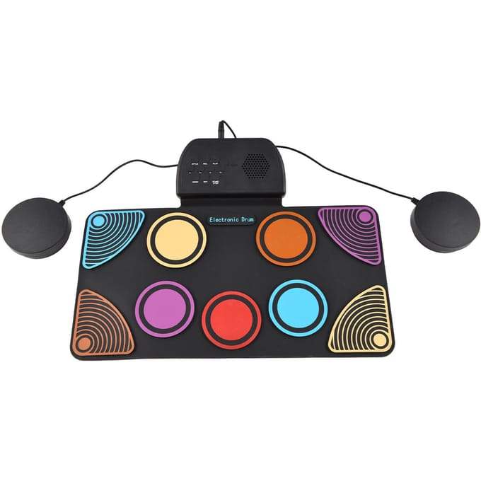 Elektronisch Drumstel met Luidspreker Hand Roll Drumstel 9 Pads Ondersteunt Diverse Audio-ingangen 7 Drum zwart