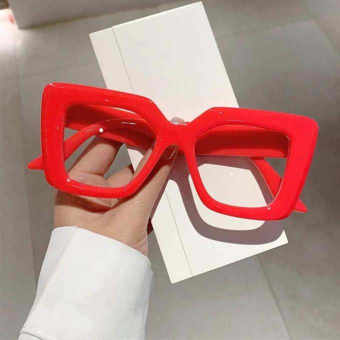 Merkdesign oversized bril modieuze dames vierkant montuur stijlvol accessoire voor foto's red