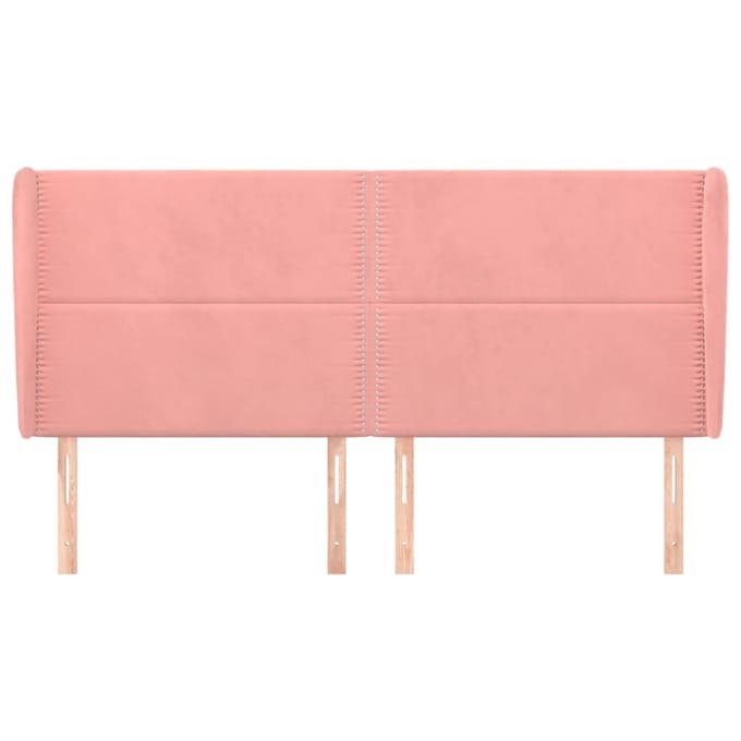 vidaXL Hoofdbord met randen 163x23x118/128 cm fluweel roze