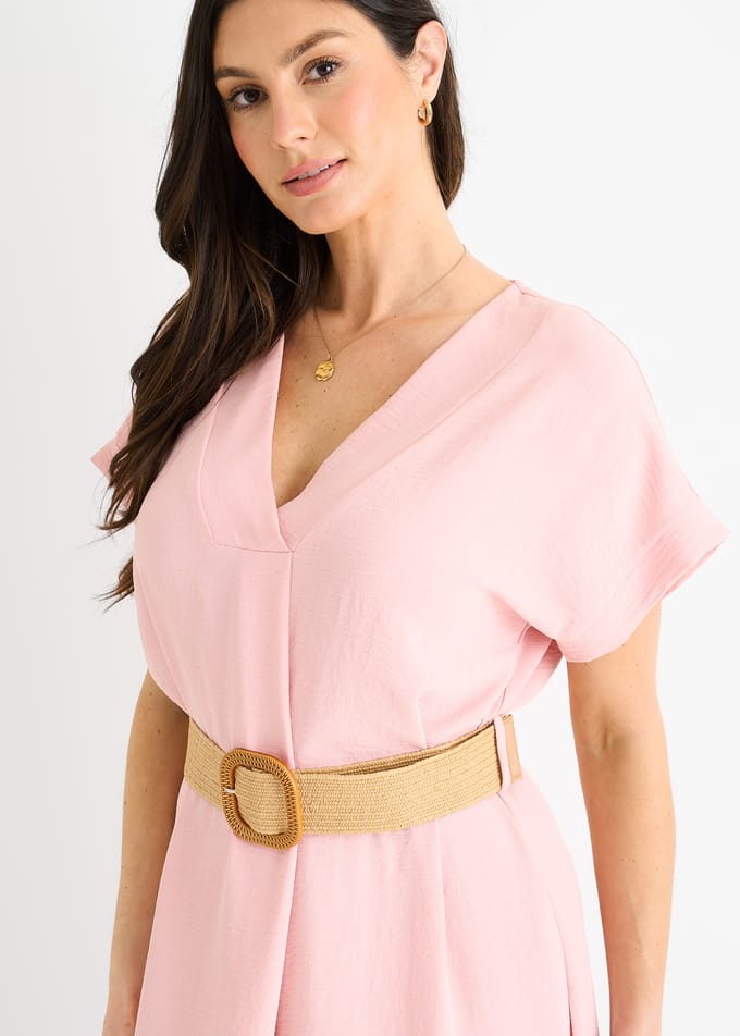 Blush Air Flow oversized jurk met ceintuur