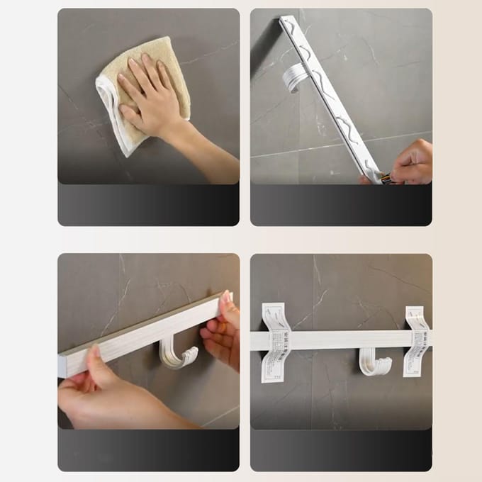Wandmontage Keukenhakenrek Ruimte Aluminium Keukengerei Hanger Punch Free Lepel Schop white