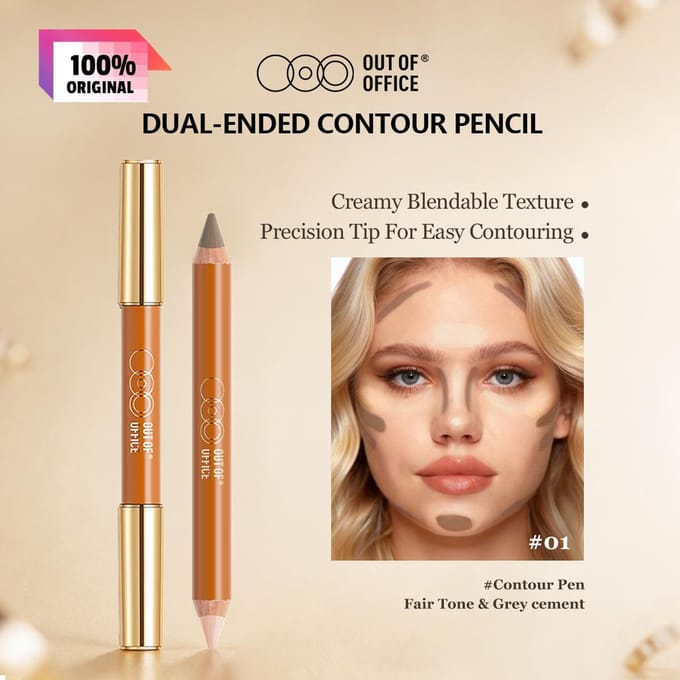 UIT KANTOOR CONTOUR HIGHLIGHT DUO POTLOOD 01 brown