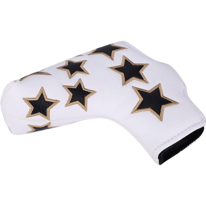 L Vorm PU Leer Ster Borduurwerk Halfrond Waterdicht Verdikt Pluche Golf Putter Hoofdbedekking white