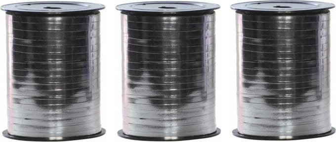 3x rollen spoel polyband cadeaulint zilver 250 meter - sierlint