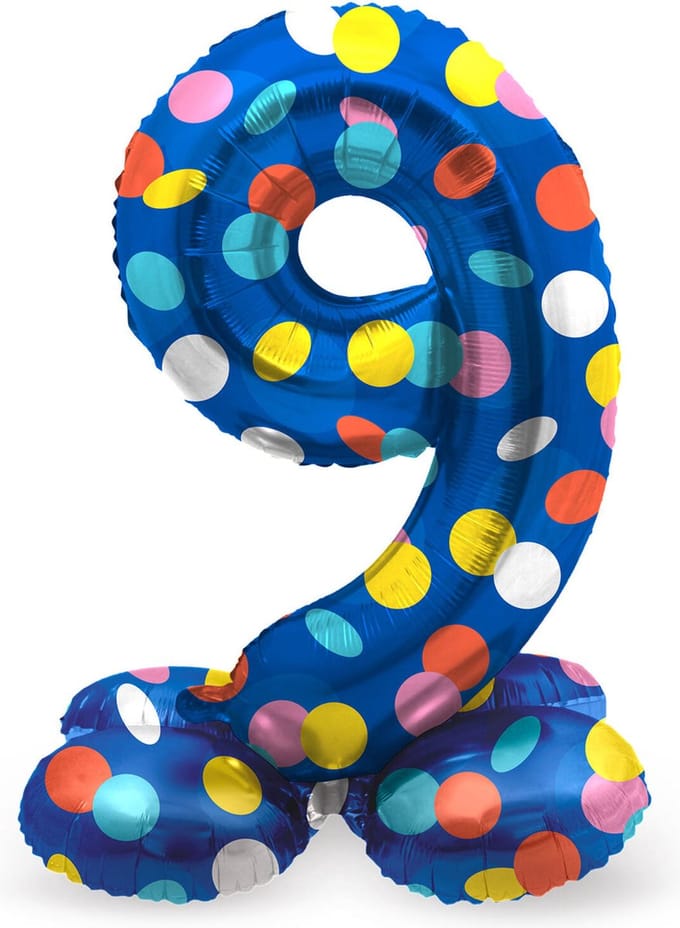 Folat BV Standing Foil Balloon Colorful Dots Number 9 - 72cm