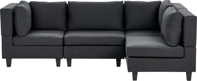 UNSTAD - 4-zitsbank modulair - Zwart - Linkszijdig - Polyester