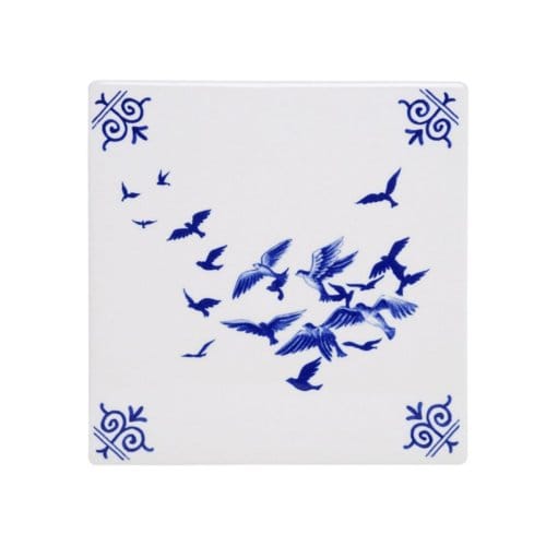 Heinen delfts blauw tegel - vogels