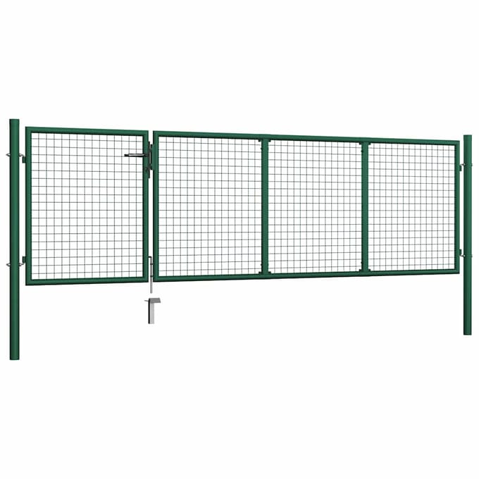 vidaXL - Tuinpoort - staal - 350x100 - cm - groen