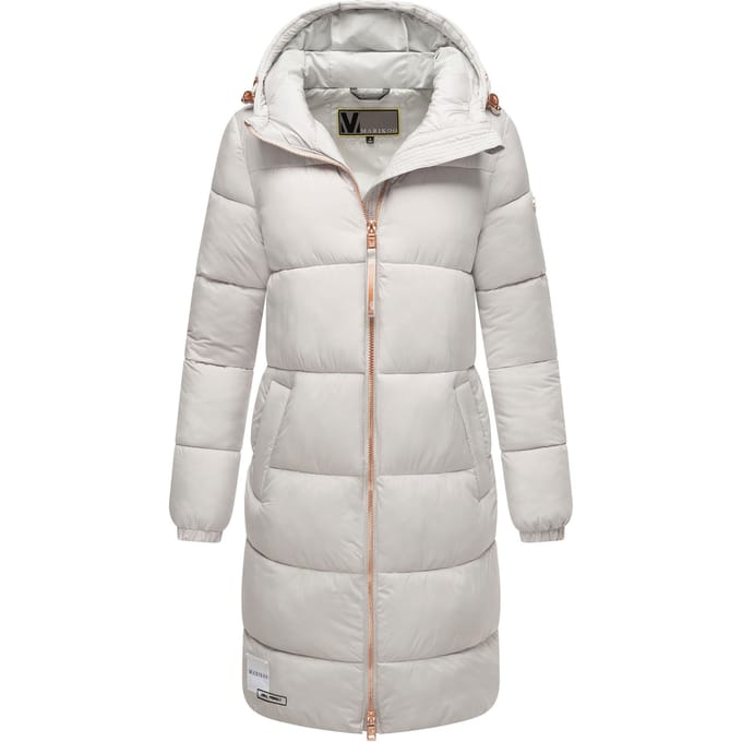 Marikoo Nomadiaa Vrouwen Lange Capuchon Winterjas - Lichtgrijs - L