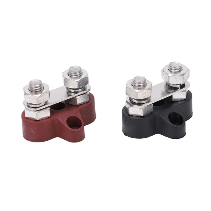 2 stuks DC48V M8 Batterij Stroomverdeel Terminal Rood Zwart 80A M8 Schroefdraad Busbar Stud Junction Post voor Voertuigen black