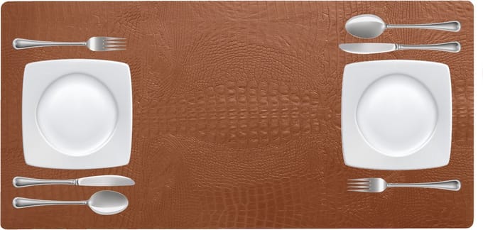 NOOBLU Tafelloper DUBL - Croco Cognac - Lengte: 85 cm, Aantal: 1 tafelloper