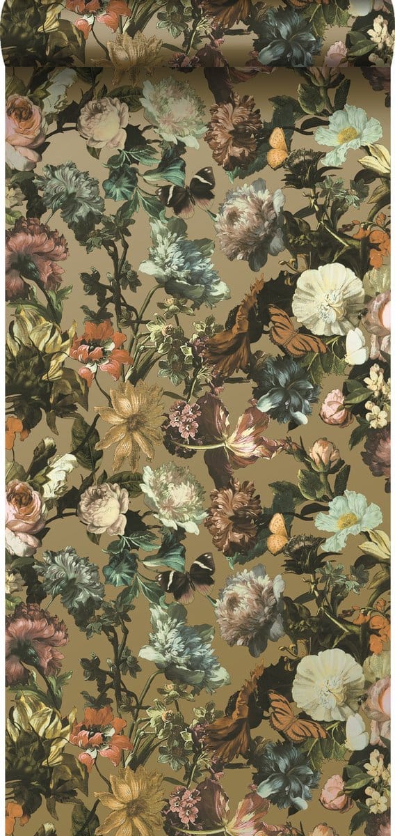 ESTAhome behang bloemen goud - 53 cm x 10.05 m - 139595