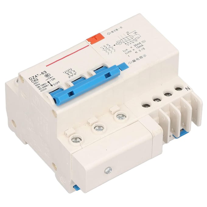 Stroomonderbreker 3P 63A 220V Overbelasting Kortsluiting Lekstroombeveiliging Reststroom Circuit