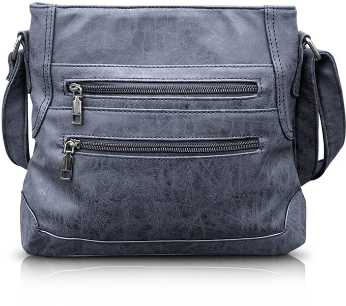 THL Design - Dames schoudertas - Plat Model - Tussenmaat - Veel Vakken - Donkerblauw