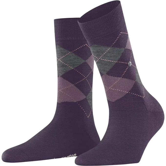Burlington Marylebone gedessineerd wol sokken dames rood - maat 36-41