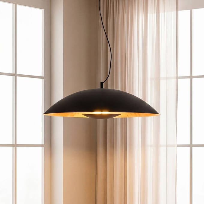 Lindby hanglamp Emilienne, zwart, goudkleurig, Ø 60 cm