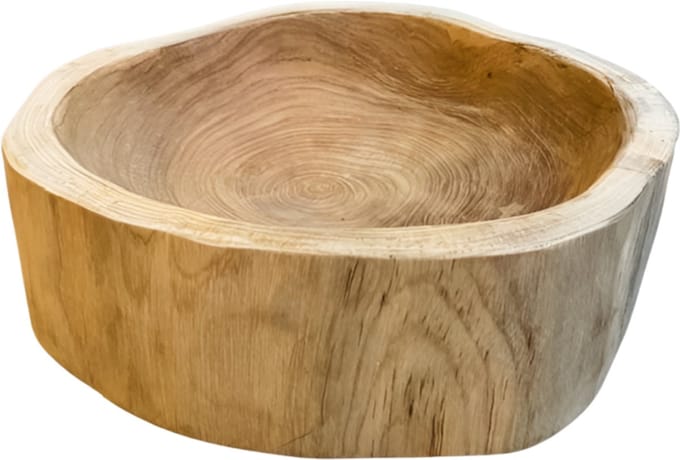 Erosie Schaal Massief Hout - Bruin - ⌀ 30 cm