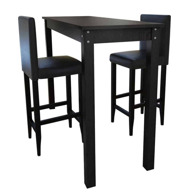vidaXL - Bartafel - met - 2 - barkrukken - zwart